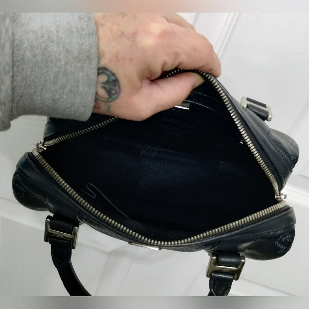MCM Mini Boston Bag Black Visetos - Picture 10 of 12
